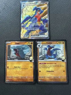 Pokemon TCG Cynthia’s Gible 102, Gabite 103, & Garchomp EX 204 Black Star Promo - Image 1