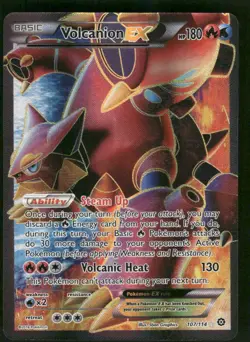 Volcanion EX (Full Art) 107/114 Ultra Rare Holo NM Pokemon XY - Steam Siege - Image 1