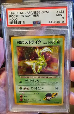 Pokemon Japanese Gym Holo Rare Rocket's Scyther #123 PSA 9 Mint - Image 2