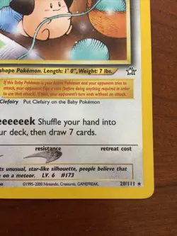 NM (1st edition) Pokemon CLEFFA Card NEO GENESIS Set 20/111 Non-Holo Rare WOTC - Image 5