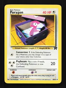 Porygon 48/82 HP Team Rocket English Pokemon Card TCG - Image 1