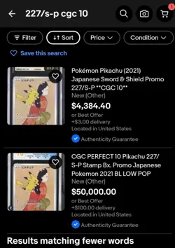 Pokemon Pikachu (2021) Japanese Sword & Shield STAMP 227/S-P CGC 10 PRISTINE!!! - Image 3