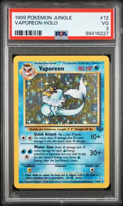 1999 POKEMON JUNGLE #12 VAPOREON-HOLO PSA 3 - Image 1