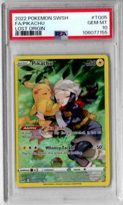 2022 POKEMON SWORD & SHIELD LOST ORIGIN #TG05 FULL ART/PIKACHU PSA 10 - Image 1