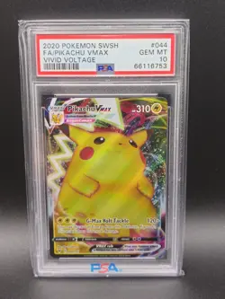 2020 Pokemon SWSH FA/Pikachu VMAX Vivid Voltage #44 - PSA 10 - Image 1