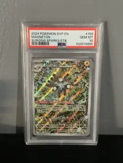 2024 Pokemon SVP EN-SV Surging Sparks ETB Black Star Promo #159 Magneton PSA 10 - Image 1