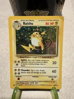 Pokemon TCG Raichu Base Set Holo Rare Card 14/102 Heavy Play - Image 1