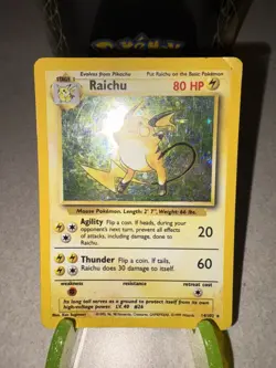 Pokemon TCG Raichu Base Set Holo Rare Card 14/102 Heavy Play - Image 2
