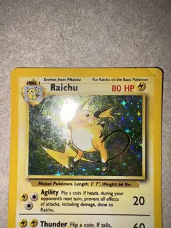 Pokemon TCG Raichu Base Set Holo Rare Card 14/102 Heavy Play - Image 3