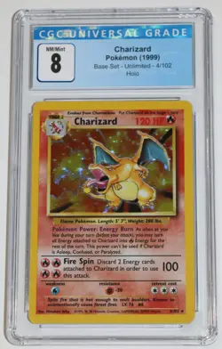 Charizard 4/102 CGC 8 NM/Mint 1999 Base Unlimited Holo Pokemon Card Blue Label - Image 1