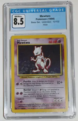 Mewtwo 10/102 CGC 8.5 NM/Mint+ 1999 Base Unlimited Holo Pokemon Card Blue Label - Image 1