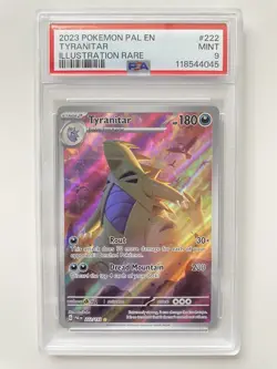 2023 POKEMON PAL EN-PALDEA EVOLVED #222 TYRANITAR ILLUSTRATION RARE PSA 9 MINT - Image 1