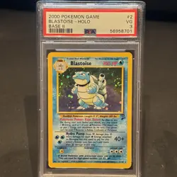Blastoise Holo #2 Base Set 2 II 2000 Pokemon PSA 3 w Swirl 💦 🌀 - Image 1
