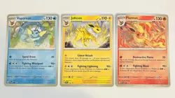 Pokemon Jolteon Flareon Vaporeon 167 168 189 Promo Set of 3 Prismatic Evolutions - Image 1