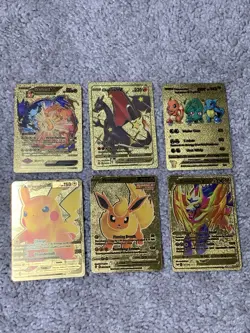 Pokemon Set of 6 Charizard V's,Charmander GX +++Rare Gold Accent Fan Art Cards - Image 1