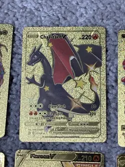 Pokemon Set of 6 Charizard V's,Charmander GX +++Rare Gold Accent Fan Art Cards - Image 3