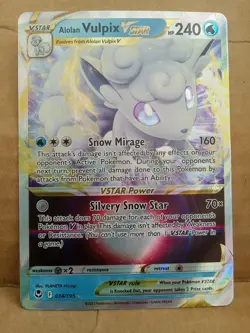 Alolan Vulpix VSTAR 034/195 Swsh12: Sword & Shield Silver Tempest Holo NICE CARD - Image 1