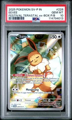 Pokemon Prismatic Evolutions Festival Terastal Eevee Promo Card 228/SV-P PSA 10 - Image 1