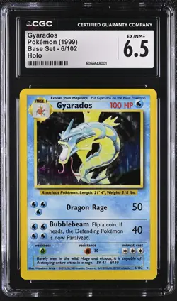CGC 6.5 Gyarados 1999 Base Set 6/102 Holo Pokemon Card - Image 1