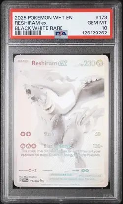 Pokemon TCG Reshiram EX White Flare English Holo Card 173/086 Ultra Rare PSA 10 - Image 1