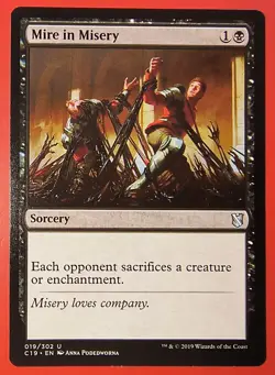 MTG, COMMANDER 2019, MIRE OF MISERY, UNCOMMON # 019/302, C19, REGULAR, NM, - Image 1