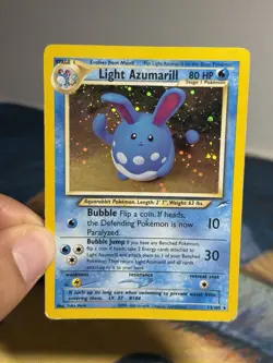Light Azumarill 13/105 Neo Destiny Holo Rare Vintage Yuka Morii Artwork Pokemon - Image 3