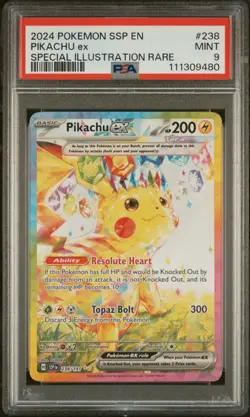 PSA 9 Pokemon 2024 SSP En Surging Sparks Pikachu EX Special Illustration #238 - Image 1