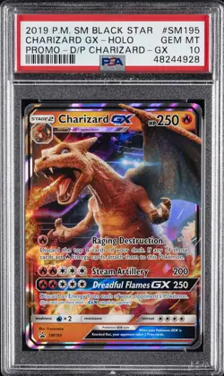2019 POKEMON SM BLACK STAR PROMO #SM195 CHARIZARD GX PSA 10 - Image 1