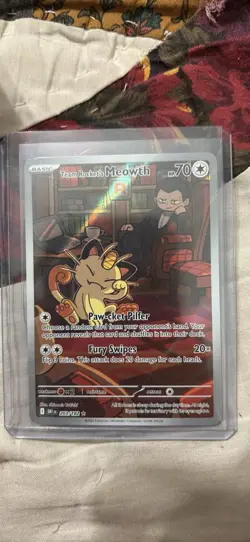 Pokemon TCG Team Rockets Meowth 203/182 Illustration Rare Destined Rivals NM - Image 1