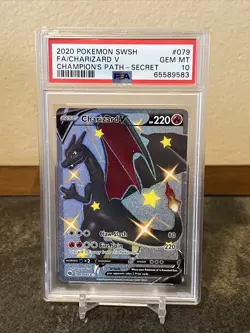 Pokemon TCG 2020 CHARIZARD V Champions Path FA SECRET RARE 079 PSA 10 GEM MINT - Image 1