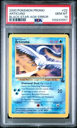 2000 Pokemon Promo Moltres Articuno Zapdos Black Star-Aoki Error PSA 9, 10, 10 - Image 4