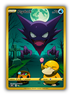 Psyduck Trading Card - Fan Art | Custom Made Card | PARODY | Halloween | Haunter - Image 1