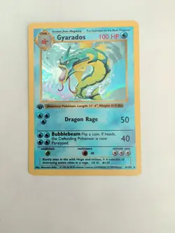 Pokemon TCG Gyarados Holo Rare Card WOTC Base Set 6/102 First Edition Shadowless - Image 1