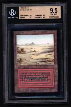 Badlands - Beta - MTG Magic the Gathering - BGS MINT 9.5 ! DUAL LAND ! - Image 1