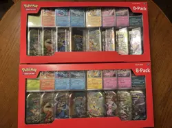 TWO Pokemon TCG Scarlet & Violet Prismatic Evolutions 8 Mini Tins Sealed Costco - Image 1