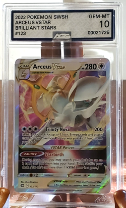 2022 Pokemon Sword and Shield Brilliant Stars Arceus Vstar #123 AGS 10 - Image 1
