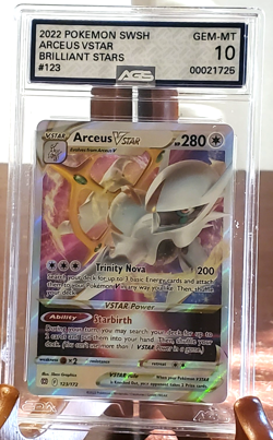 2022 Pokemon Sword and Shield Brilliant Stars Arceus Vstar #123 AGS 10 - Image 4