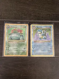 Blastoise & Venusaur Shadowless Holo Base Set Vintage Pokemon Cards HP - Image 1