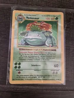 Blastoise & Venusaur Shadowless Holo Base Set Vintage Pokemon Cards HP - Image 3
