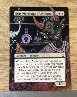 Gray Merchant of Asphodel, ALTERED Hand-Painted MTG Card. 1 of 1 for commander - Image 1