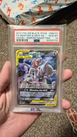 PSA 10 GEM MINT Mewtwo & Mew GX SM191 Black Star Promo Pokemon Card - Image 1