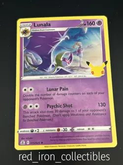 Lunala 015/025 Holo Rare Sword & Shield Celebrations 25th Anniversary Pokemon - Image 1