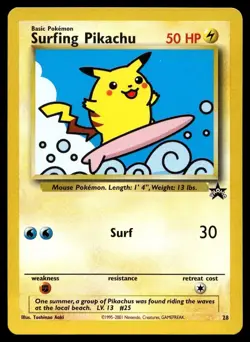 2001 Promos - Wizards Black Star 2 Surfing Pikachu Basic/Promo #28 - Image 1