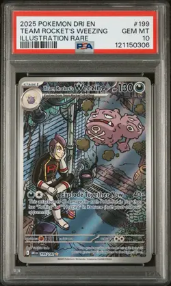 Pokemon TCG Team Rocket's Weezing 199/182 Sv10: Destined Rivals Holo PSA 10 - Image 1