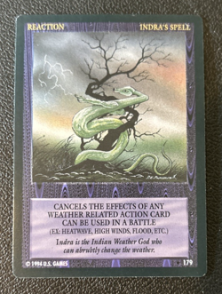 Wyvern CCG 1994 Limited Edition Rare Card Reaction Indra's Spell #179 - Image 1