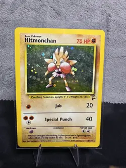 Pokemon TCG Hitmonchan Base Set 2 Holo Unlimited Rare Card 8/130 - Image 1