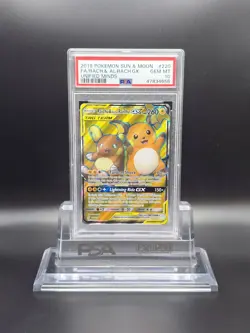 2019 POKEMON RAICHU ALOLAN RAICHU GX FULL ART TAG TEAM 220/236 PSA 10 - Image 1
