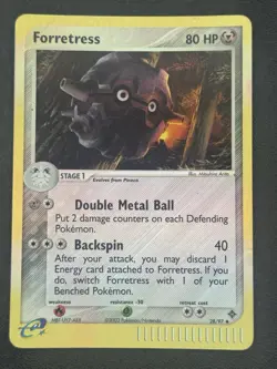 Pokemon Forretress #28 Reverse Holo MP Ex Dragon 2003 E-Reader Vintage - Image 1