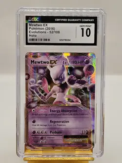 Pokemon 2016 XY Evolutions 52/108 MEWTWO EX CGC 10 GEM MINT - Image 1