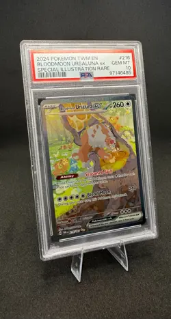POKEMON 2024 TWM EN, BLOODMOON URSALUNA ex #216, SPECIAL ILLUSTRATION RARE PSA 1 - Image 1